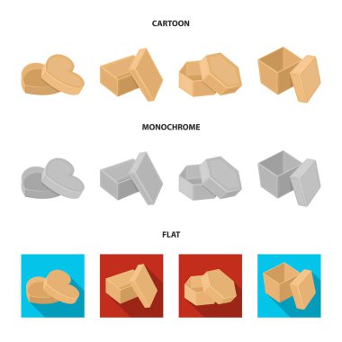 Kutusu, konteyner, paket ve diğer web simgesi karikatür, düz, tek renkli stil. Case, kabuk, çerçeve, küme koleksiyon simgeler.