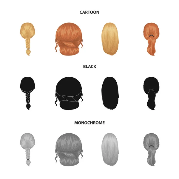 Light Braid, Fish Tail and Other Types of Hairstyles. Back Hairstyle Set  Collection Icons in Cartoon,monochrome Style Stock Vector - Illustration of  short, collection: 117753906