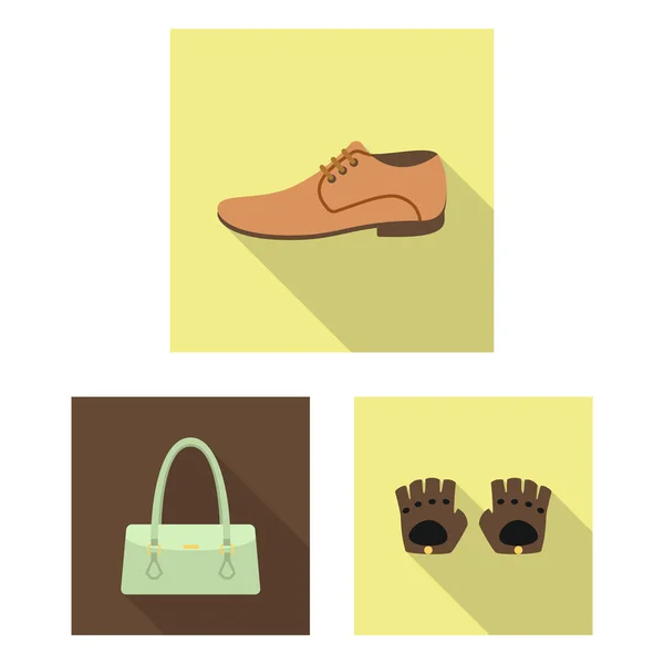 Ropa y accesorios iconos planos en la colección de conjuntos para el diseño. Zapatos y decoración vector símbolo stock web ilustración . — Vector de stock