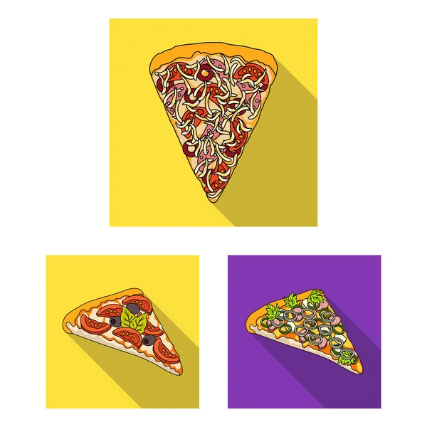 Verschillende pizza plat pictogrammen in set collectie voor design. Pizza eten vectorillustratie symbool voorraad web. — Stockvector