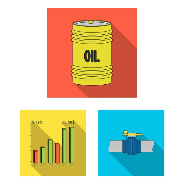 Icônes plates de l'industrie pétrolière dans la collection de jeu pour le design. Matériel et production d'huile symbole vectoriel stock illustration web . — Image vectorielle