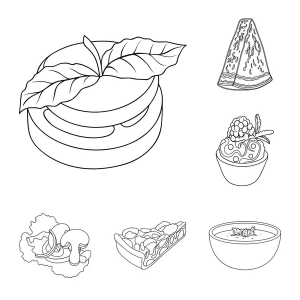 Plato vegetariano esbozar iconos en la colección de conjuntos para design.Vegetable y la leche vector símbolo alimento stock web ilustración . — Archivo Imágenes Vectoriales