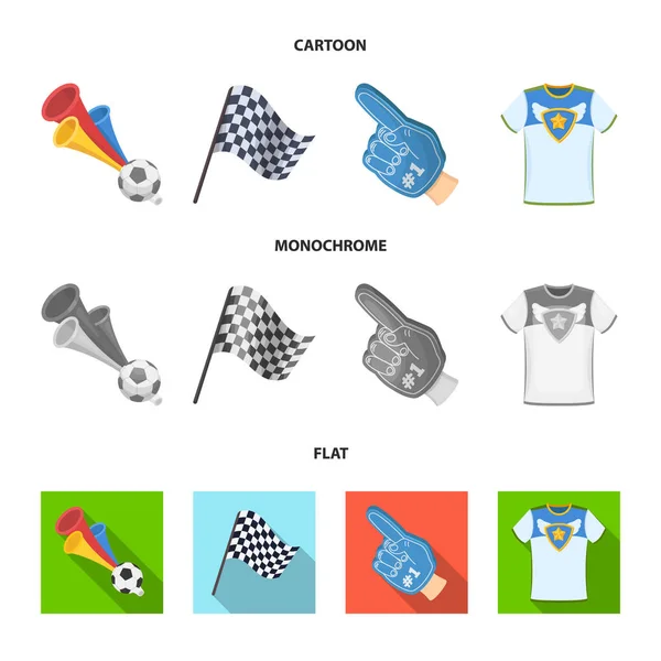 Tubo, uniforme y otros atributos de los fanáticos conjunto de iconos de la colección en dibujos animados, plano, monocromo estilo vector símbolo stock ilustración web . — Archivo Imágenes Vectoriales