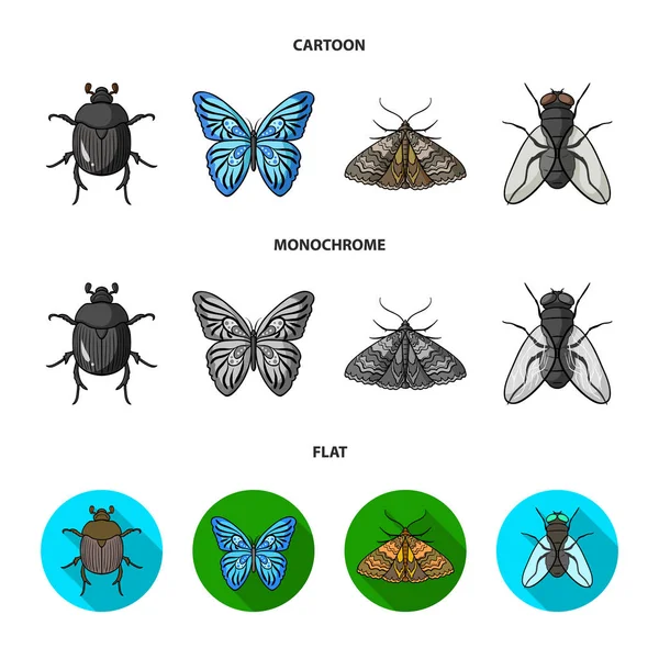 Wrecker, parasite, nature, butterfly .Insects set collection icons in cartoon,flat,monochrome style vector symbol stock illustration web. — Stock Vector