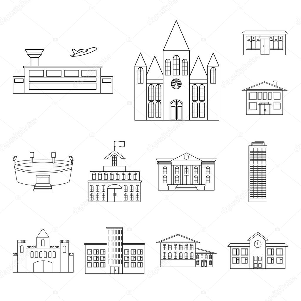 Building repair outline icons in set collection for design.Building material and tools vector symbol stock  illustration.