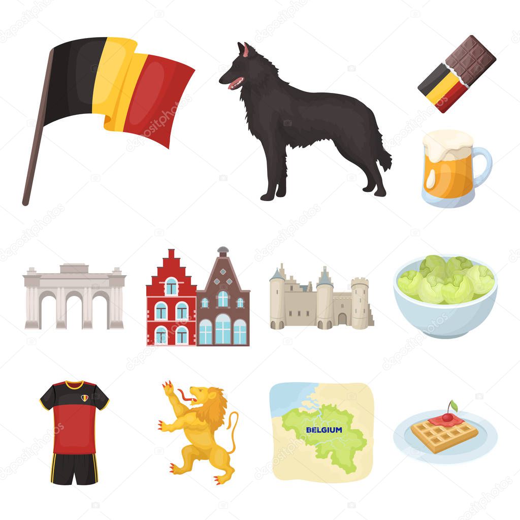 Country Belgium cartoon icons in set collection for design.Travel and attractions Belgium vector symbol stock  illustration.