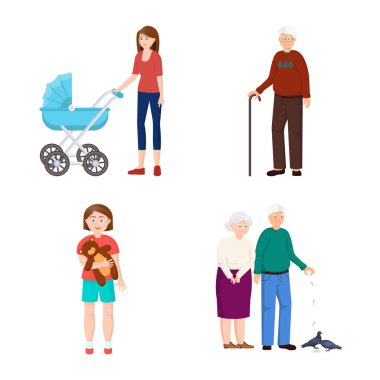 Aile ve insanların sembolü vektör Illustration. Aile ve avatar stok vektör çizim seti.