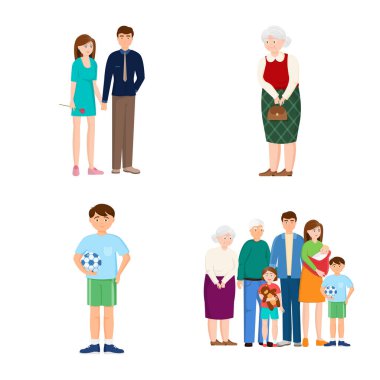 Aile ve insan sembolünün izole edilmiş bir nesnesi. Web için aile ve avatar sembolü koleksiyonu.