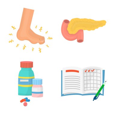 Mellitus ve şeker hastalığı işaret yalıtılmış nesne. Mellitus ve diyet vektör simgesini hissenin topluluğu.