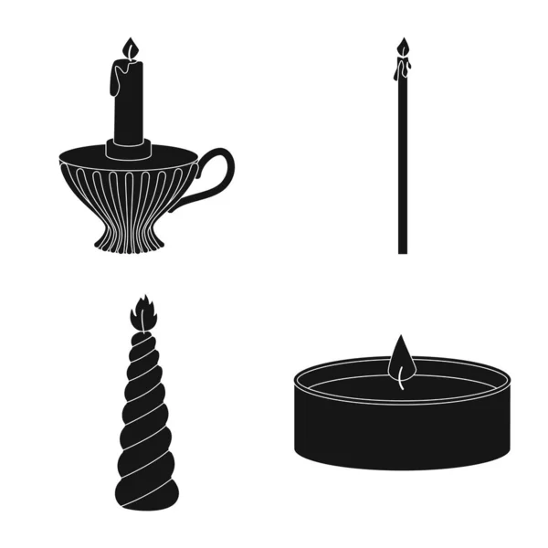 촛불과 장식 기호의 고립 된 개체입니다. 웹 촛불과 왁스 스톡 심볼의 컬렉션. — 스톡 벡터