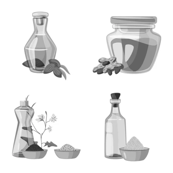 Векторная иллюстрация питания и логотипа органики. Комплект питания и значок вектора стекла для склада . — стоковый вектор