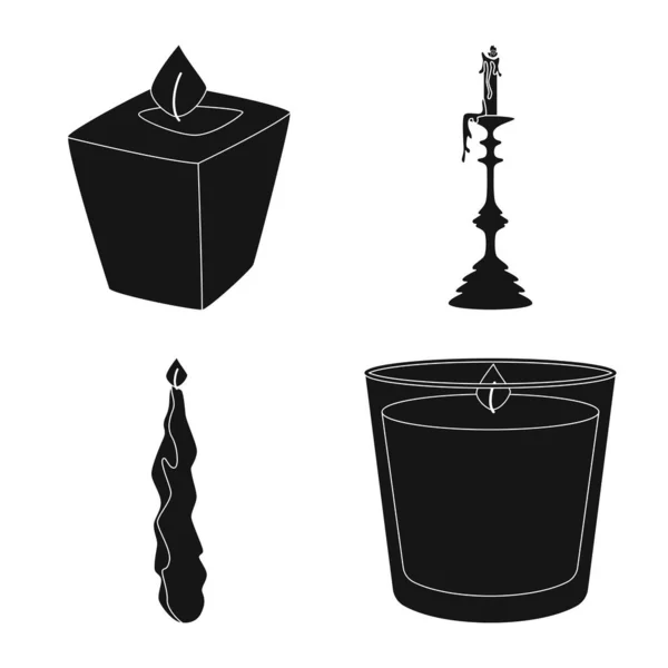 Design vetorial de vela e ícone de decoração. Conjunto de velas e ícone de vetor de cera para estoque . — Vetor de Stock