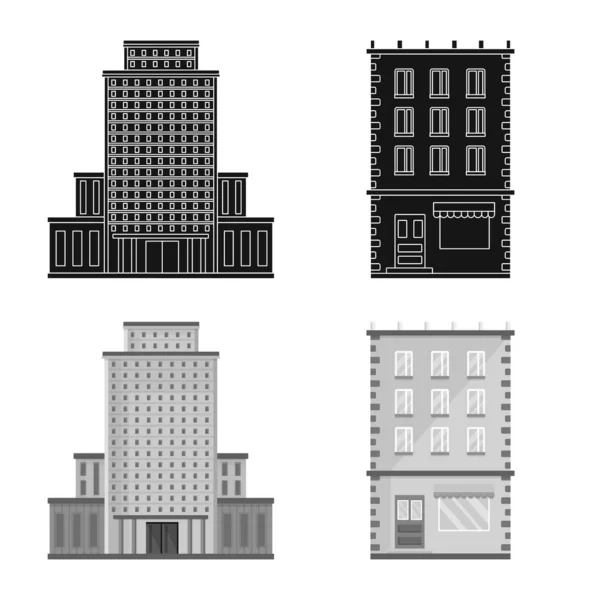 Illustrazione vettoriale dell'icona comunale e centrale. Raccolta di illustrazione vettoriale comunale e immobiliare . — Vettoriale Stock