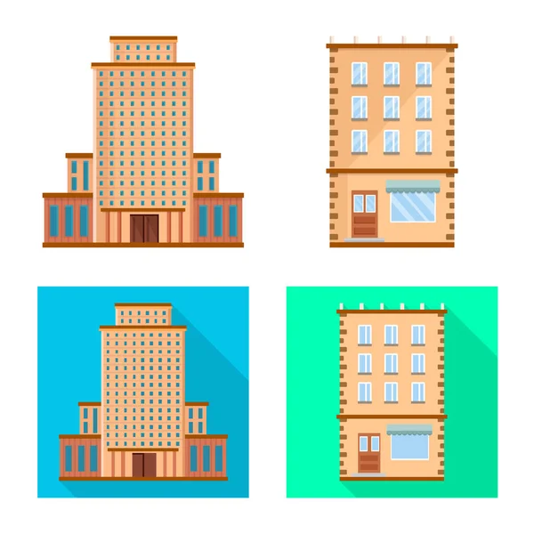 Ilustración vectorial del logotipo municipal y central. Conjunto de iconos vectoriales municipales y inmobiliarios para stock . — Vector de stock