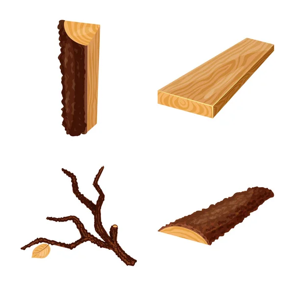 Illustration vectorielle du panneau et du logo en bois. Ensemble d'enseignes et icône vectorielle en bois pour stock . — Image vectorielle