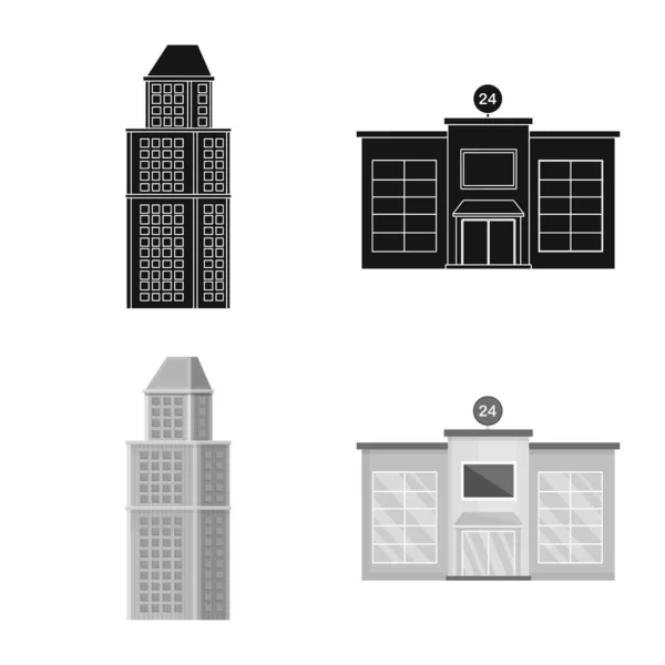 Vector illustration of municipal and center icon. Set of municipal and estate stock vector illustration. — Stock Vector