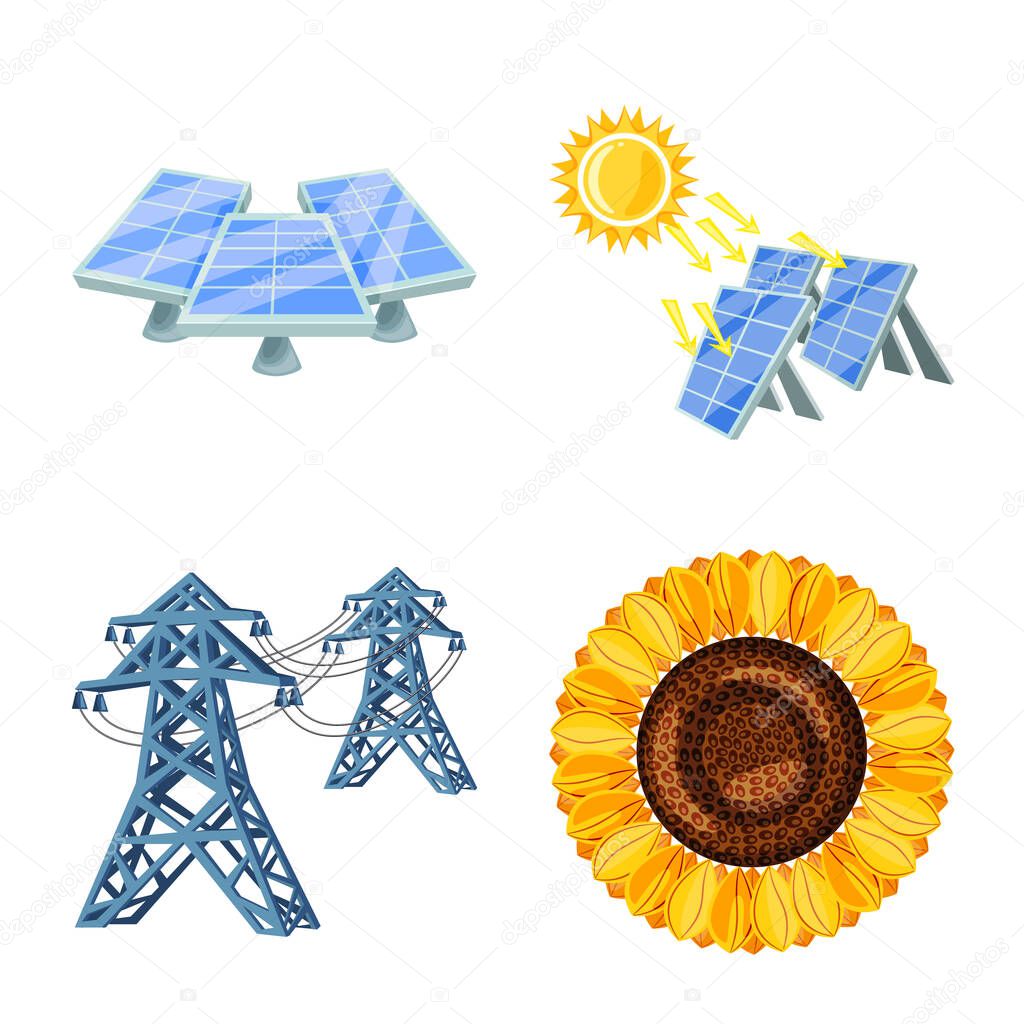 Vector design of and organic logo. Collection of and Solar stock vector illustration.