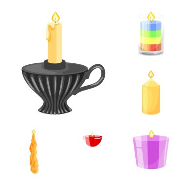 Işık ve balmumu simgesinin vektör illüstrasyonu. Işık ve tören stok vektör illüstrasyon koleksiyonu.