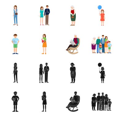 Karakter ve avatar simge vektör tasarımı. Karakter ve portre hisse senedi vektör çizim seti.