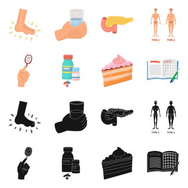 Diyet ve tedavi simgesi yalıtılmış nesne. Web için diyet ve ilaç hisse senedi simgesi kümesi.