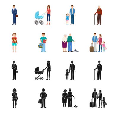 Karakter ve avatar sembolü yalıtılmış nesne. Karakter ve portre hisse senedi vektör çizim seti.