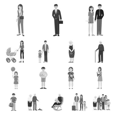 Yüz ve portre sembol yalıtılmış nesne. Yüz ve hisse senedi için mutlu vektör simge kümesi.