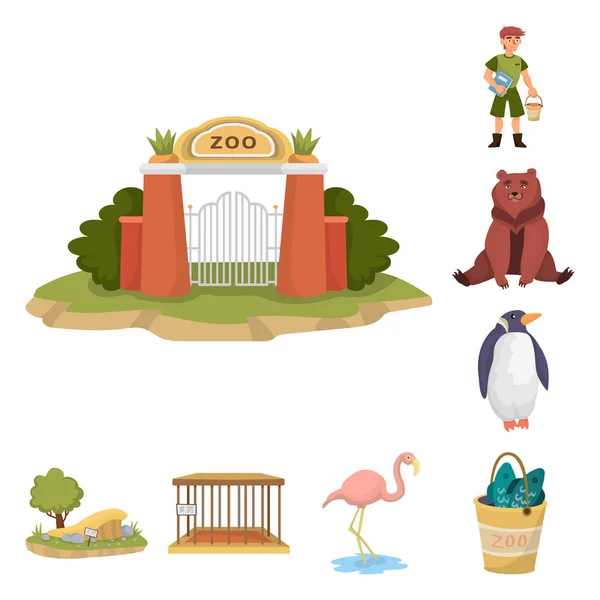 Objeto isolado do ícone do zoológico e do parque. Coleção de zoológico e ilustração vetorial de estoque animal . —  Vetores de Stock