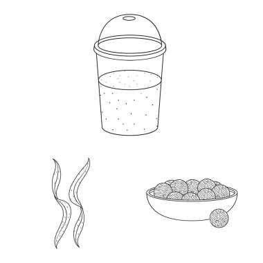 Vektör Illustration gıda ve Vegan sembolü. Web için gıda ve ot stok sembolü koleksiyonu.