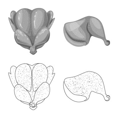 Ürün ve kümes hayvanları logo yalıtılmış nesne. Ürün ve tarım hisse senedi vektör çizim seti.