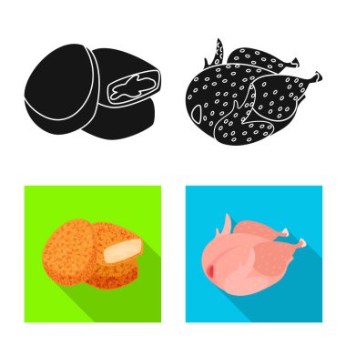 Ürün ve kümes hayvanları logo vektör Illustration. Web için ürün ve tarım hisse senedi simgesi kümesi.