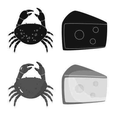 Tat ve ürün sembolü yalıtılmış nesne. Tat ve hisse senedi vektör çizim pişirme koleksiyonu.