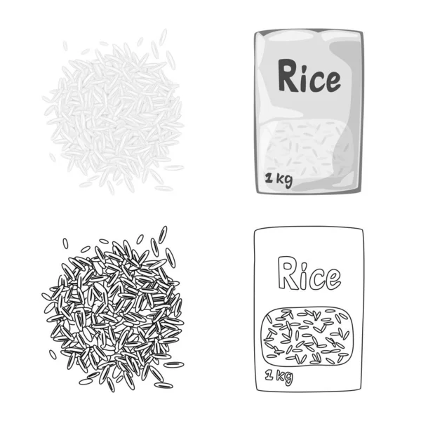 Vectorillustratie van gewas- en ecologische logo. Set van gewas en koken vector pictogram voor voorraad. — Stockvector