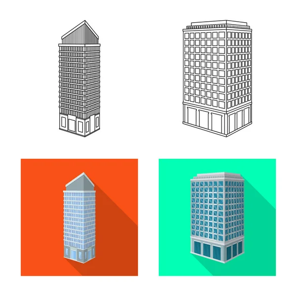Illustrazione vettoriale della costruzione e simbolo dell'edificio. Raccolta di costruzione e stock immobiliare simbolo per il web . — Vettoriale Stock