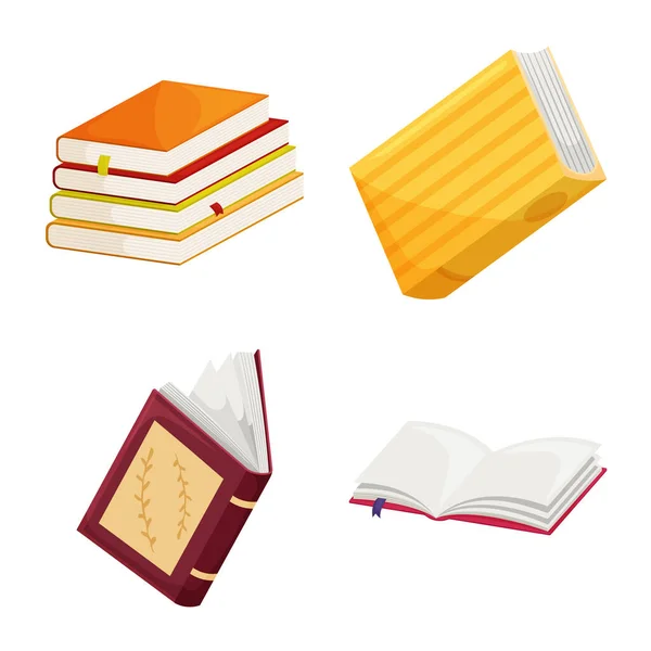 A könyvtár és könyvesbolt ikonjának elszigetelt objektuma. Könyvtár-és irodalomkészlet-szimbólum webes. — Stock Vector