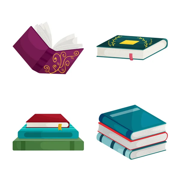 Vektorillustration des Bibliotheks- und Buchhandelslogos. Set von Bibliotheks- und Literaturvektorillustrationen. — Stockvektor
