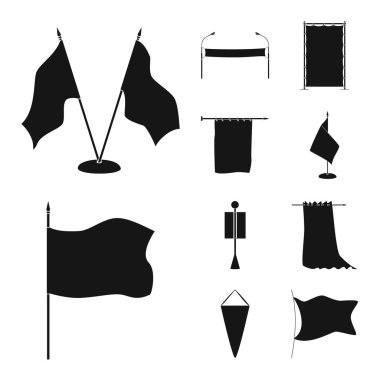 Malzeme ve ortam simgesinin yalıtılmış nesnesi. Malzeme ve tekstil stok vektör illüstrasyon seti.