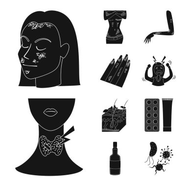 Sağlık hizmetleri ve tıbbi ikonun izole edilmiş nesnesi. Stok için sağlık ve dermatoloji vektör simgesi kümesi.