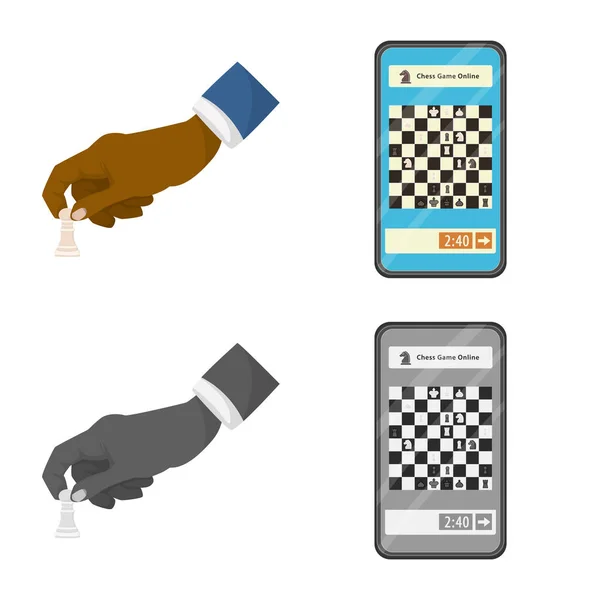 Design vettoriale della scacco matto e logo sottile. Set di checkmate e icona vettoriale di destinazione per stock . — Vettoriale Stock