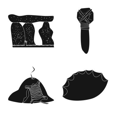 Sapiens ve geliştirme logosu yalıtılmış nesne. Hisse senedi için sapiens ve yaş vektör simge topluluğu.