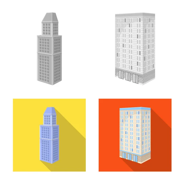 Vektor-Design der Konstruktion und Gebäude-Symbol. Satz von Bau- und Immobilienaktienzeichen für das Web. — Stockvektor