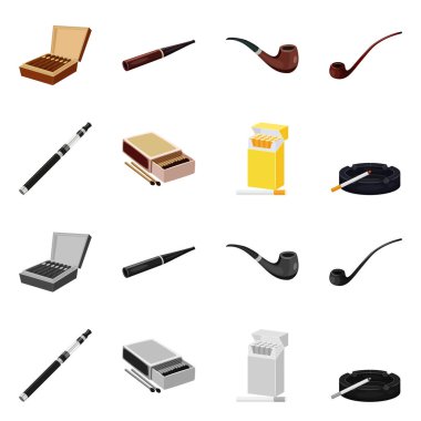 Çöp illüstrasyon vektör ve simge durdurmak. Çöp ve alışkanlık hisse senedi vektör çizim seti.