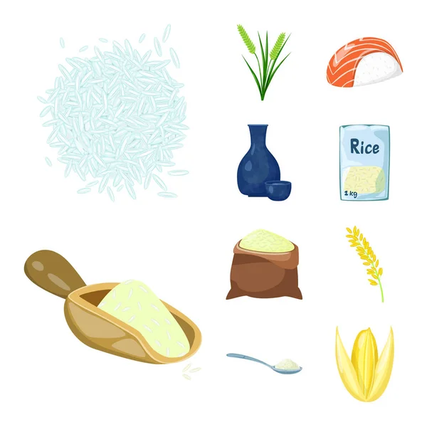 Objet isolé de nourriture et symbole biologique. Collecte d'illustration vectorielle des stocks alimentaires et agricoles . — Image vectorielle