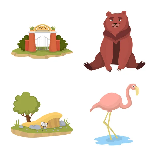 Vector design of zoo and park logo. Collection of zoo and animal stock symbol for web. — 图库矢量图片