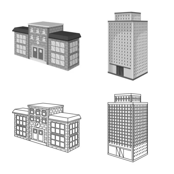 Projeto vetorial de construção e símbolo de construção. Conjunto de símbolo de estoque de construção e propriedade para web . — Vetor de Stock