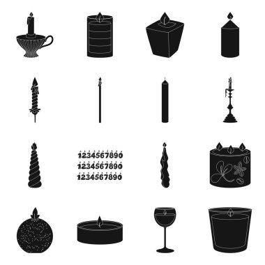 Mum ışığı ve dekorasyon logosunun vektör tasarımı. Stok için mum ışığı ve balmumu vektör simgesi kümesi.