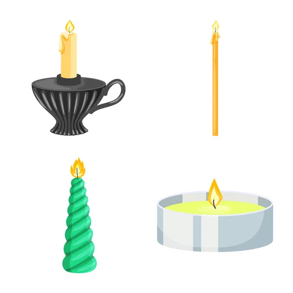 Vector ontwerp van licht en wax symbool. Set van licht en ceremonie voorraad vector illustratie. — Stockvector