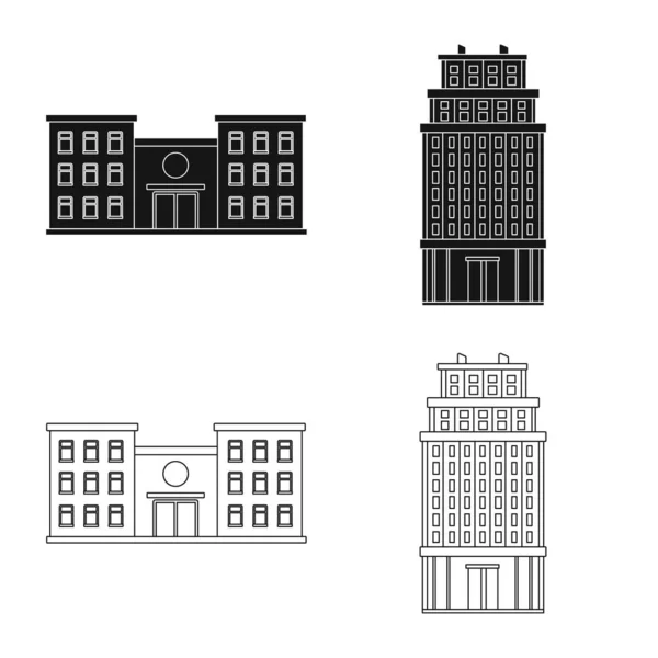Illustration vectorielle du logo municipal et central. Ensemble d'icône vectorielle municipale et immobilière pour stock . — Image vectorielle