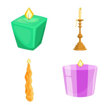 Işık ve balmumu simgesinin vektör illüstrasyonu. Stok lar için ışık ve tören vektör simgesi seti.