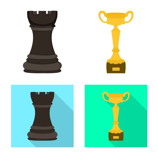 Vektorillustration av schackmatt och tunn tecken. Uppsättning av schackmatt och målet aktiesymbol för webben. — Stock vektor