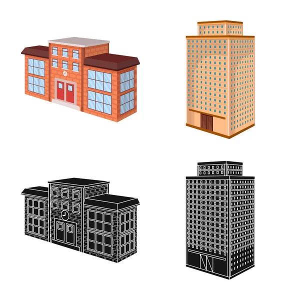 Illustrazione vettoriale dell'icona della costruzione e dell'edificio. Raccolta di illustrazione vettoriale costruzione e patrimonio immobiliare . — Vettoriale Stock